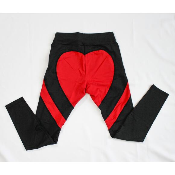 New In Bag Heart on Butt Size Medium Seamless Red and Black Stretch Leggings - Picture 1 of 2